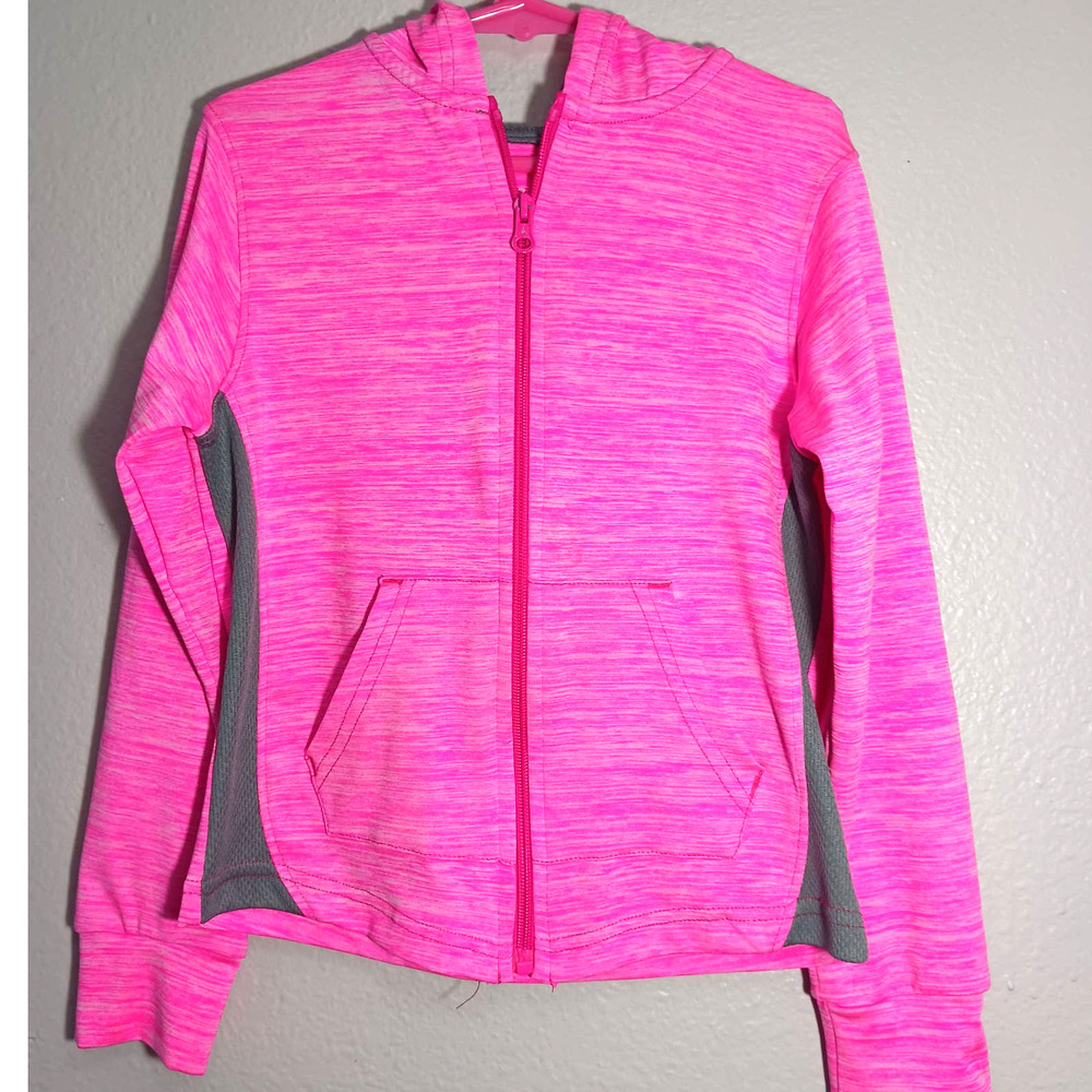 Chili Peppers Girls Athletic Zipper W/Pockets Hoodie Pink Gray Siz 6/x Jacket